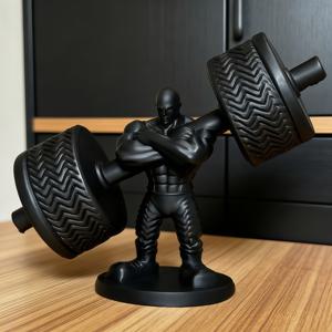 TEMU 애니메이션 테마 덤벨 스트롱맨 동상 1개 - 블랙 역도 피규어, 가정용 헬스장, 책상용 플라스틱 장식, 피트니스 애호가를 위한 선물, 크리스마스, 생일, 발렌타인데이 선물용 수집품