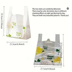 TEMU 녹색 나뭇잎 고양이 패턴 플라스틱 쇼핑백 50개, 탁상용 쓰레기 봉투, 부티크 쇼핑백, 선물 가방, 만화 쓰레기 봉투, 두꺼운 토트백, 대형 쓰레기 봉투, 비닐봉투, 튼튼하고 내구성 좋음