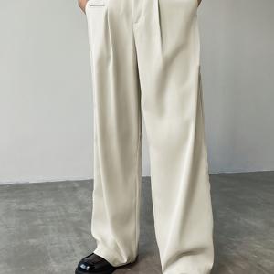 TEMU 남성용 캐주얼 드레이프 논아이론 정장 바지 1개