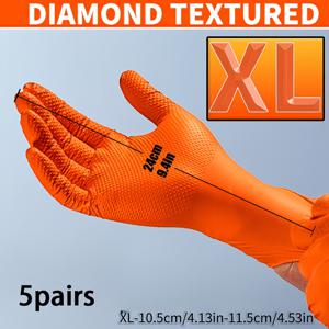 TEMU 다양한 상황에 적합한 두꺼운 8그램 일회용 오렌지 패턴 니트릴 장갑, 8 Mil 두께, 리즈된 질감, 파우더-프리 및 라텍스-프리, 자동차, 야외, 주방 및 가정 청소용으로 적합