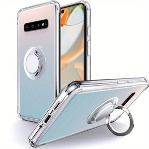 TEMU 삼성 갤럭시 S25 S24 S23 S22 S21 S20 S10 S9 S8 S7 울트라 플러스 라이트 엣지 호환 슬림 투명 휴대폰 케이스 [12ft 낙하 방지] [360° 회전식 링 홀더][자석式 차량용 거치대 지원] 충격 방지 소프트 범퍼 스크래치 방지 클리어 후면 커버