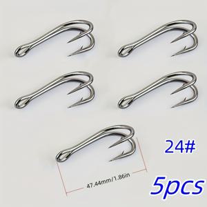TEMU 5개 스테인리스 스틸 낚시 이중 바늘 클래식 대형 개구리 바늘 낚시 미끼 바늘 미늘 개방형 물고기 바늘, 바닷물 담수 이중 물고기 바늘