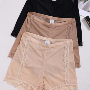 TEMU 여성용 아이스 복서 브리프 3개입 - 아이스 섬유 원단의 반투명 레이스 속옷, 얇은 단색 팬티, 캐주얼 복장에 적합, 민감성 피부용 수작洗