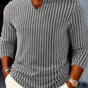 TEMU 남성용 스타일리시 캐주얼 니트 풀오버, 블랙 앤 화이트 컬러 블록의 작은 스탠드 칼라, , 출퇴근, 다용도 패션에 적합. 남성용 헨리 셔츠