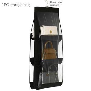 TEMU 1단 접이식 걸이형 핸드백 수납 랙 옥스포드 천 다기능 포켓 정리함 공간 절약형 옷장 수납 필수품 핸드백 지갑 추가 정리 어머니의 날 아버지의 날 부활절 생일 선물로 적합