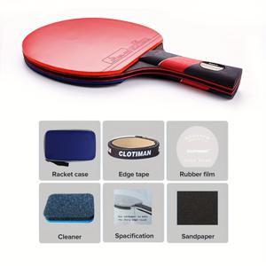 TEMU 탁구 라켓, 핌플이 있는 고무, 끈적이는 표면, 수평 그립과 그립, 긴/짧은 손잡이 두꺼운 블레이드 라켓