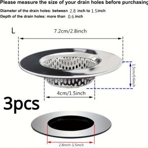 TEMU 3개입 욕조 배수구 스트레이너, 머리 필터 바구니, 샤워 배수구 머리 캐쳐, 스테인리스 스틸 샤워 머리 캐쳐, 욕실, 세탁실, 욕실 추가용품