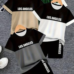 TEMU 6개 세트 남아용 3D 프린팅 캐주얼 반팔 티셔츠 & 쇼츠 수트, 아웃도어 활동에 적합한