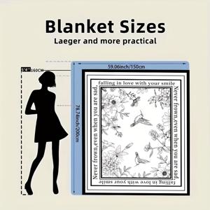 TEMU 1개 다기능 모던 플로럴 앤 벌새 컴포트 북유럽 인스 스타일 소프트 디지털 프린팅 플란넬 작은 담요 낮잠 담요 에어컨 담요, 사무실, 소파, 거실에 적합