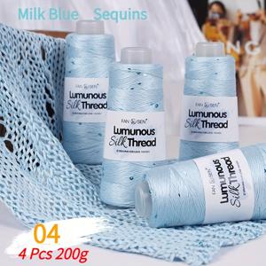 TEMU 텐셀 스팽글 얀, 4개입, 200G, 20가지 색상으로 얀 구매 가능, 스웨터, 가디건, 숄, 담요, 쿠션, 숄더백, 꽃다발 및 프로젝트 제작에 적합