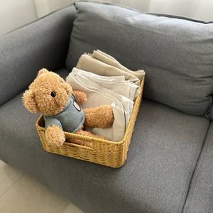 TEMU 수제 직조 플라스틱 라탄 수납 상자, 직사각형 손잡이 포함, 세 가지 완벽한 사이즈로 제공, 거실, 데스크탑 수납, TV 캐비닛, 옷장, 욕실, 호텔, 학교 기숙사 및 식당에 적합, 선반 바구니