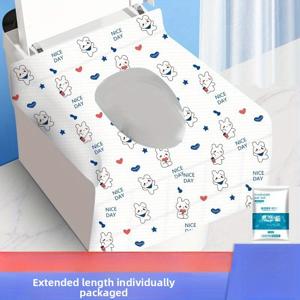 TEMU 40개입 일회용 변기 커버 - 귀여운 토끼와 플라밍고 디자인, 공용 화장실, 여행, 비행기 좌석을 위한 특대형 사이즈 | 부드러운 변기 덮개, 휴대 간편
