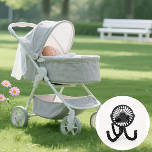 TEMU 1팩 USB 충전식 3단계 조절형 유연한 삼각대 스트롤러 팬 + LED 라이트 - 휴대용 핸드헬드 미니 선풍기, 야외/책상/아기 쿨링/ 여행용품, 컴팩트 디자인, 내장형, 내구성 있는 플라스틱 사무직업|휴대용유모차