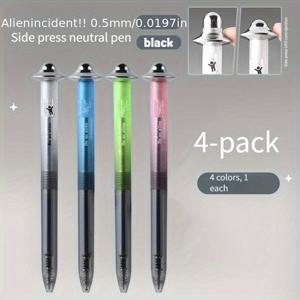 TEMU 4 UFO 창의적인 디컴프레션 인 High-Value Cool 0.5 블랙 CS 헤드 속건성 프레스 타입 서명 펜 학생 브러쉬 문제 펜 대학 입학 시험 블랙 펜 워터 펜