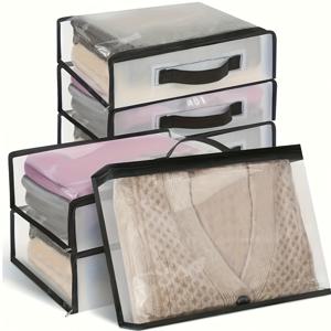 TEMU 6개 투명 PVC 수납 가방, 이중 손잡이, 두꺼운 침구 보관 가방, 대용량 접이식 공간 절약 여행 의류 장난감 보관 가방, 침대 밑 수납 상자