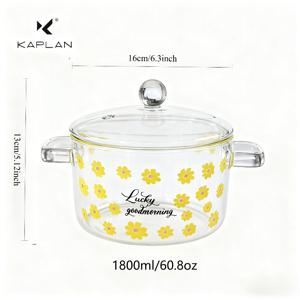 TEMU 1개 KAPLAN 투명 유리 냄비 뚜껑 포함 - 내열성, 화상 방지, 식기세척기 사용 가능, 스토브 호환, 내구성, 수프, 파스타, 면 요리용 다기능 냄비 - 가정, 추수감사절, 할로윈, 크리스마스 필수 주방용품