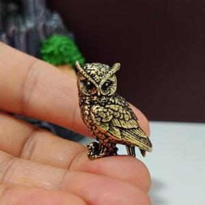 TEMU 황동 소형 올빼미 조각상, 홈 오피스 데스크탑 장식 공예 선물, 동물 조형물 장식품