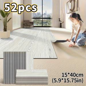 TEMU 26/52개 나무결 자가 접착 바닥재, 15cm x 40cm, 1.5mm 두께 IXPE 소재, 홈 레트로 바닥 타일, 떼어붙이기, 내마모성, 청소 및 설치 용이, 거실, 침실, 주방, 사무실 리모델링에 적합