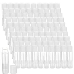 TEMU 100세트 빈 립밤 튜브 벌크 세트 (뚜껑 포함) - DIY 립스틱, 홈메이드 립밤, 고체 향수용, 5ML/투명, 튜브 100개 + 뚜껑 100개