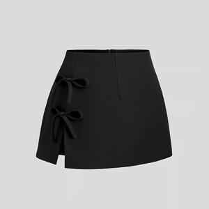 TEMU 보우 타이 스트랩 섹시 슬릿 A라인 미니 스커트, 봄/여름 스타일