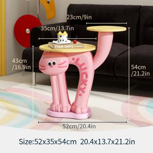 TEMU 레진 만화 고양이 더블 트레이 사이드 테이블 | 거실 및 침실용 고급스러운 모던 , 크리스마스, 할로윈, 추수감사절, 발렌타인데이 선물로 이상적