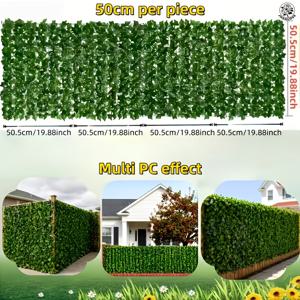 TEMU 10개입 고음질 아이비 프라이버시 울타리 패널 | 간편한 패널 및 베이스 설치의 내구성 좋은 플라스틱 녹색 스크린, 발코니 및 수영장용 전천후 정원 벽, 저유지 연중 장식, 봄과 여름 홈 데코에 적합