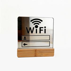 TEMU 호텔, 게스트하우스, 커피숍, 레스토랑, 회사 접수 카운터용 창의적인 대나무 원목 WiFi 디스플레이 표지판 1개, 세로형 무선 네트워크 표지판