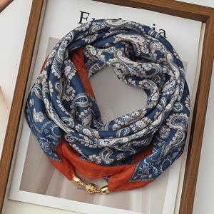 TEMU 여성용 페이즐리 스퀘어 스카프 쇼울 - 자석 잠금 페이즐리 프린트 넥 랩 & 헤드스카프, 웨딩, 여행, 파티용 - 부드럽고 따뜻하며 통기성 좋은 핸드워시 가능한 우아한 액세서리