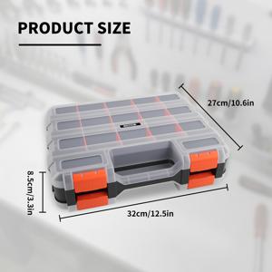 TEMU AIRJA 34칸 공구 정리함 | 나사, 너트, 못, 볼트를 위한 탈착식 플라스틱 칸막이가 있는 소형 부품 보관함, 양면 하드웨어 정리함