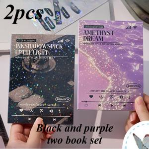 TEMU 4가지 테마 (2가지 조합 세트) 스티커북 4권 세트, 매우 아름다운 인스타 스타일 스티커, 별 글리터 필름 스티커북, 그리드 컬렉션 시리즈, 한국 인스타 스타일 구카 커팅 필름 핸드 계좌 스티커