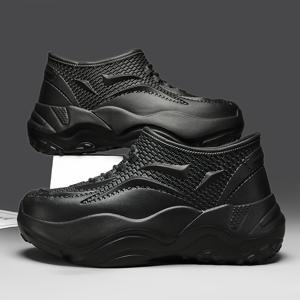 TEMU 슬립온 앞코가 막힌 신발, 대형 사이즈 남성용 패셔너블한 통굽 EVA 트렌디한 하이탑 신발, 키높이 방수 레인부츠