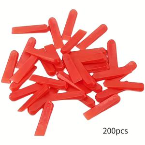 TEMU 200개 빨간색 PE 플라스틱 타일 수평 심 및 웨지 시스템 | 0.2인치 높이 조절 가능, 정밀 정렬, 내구성 있는 바닥 및 벽면 수평 도구 (전문가용 타일 설치용), 일관된 간격, 간편한 제거 (그라우트 라인 호환)