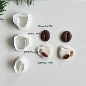 TEMU 미니 몰드 및 귀걸이 및 주얼리 장식을 만들기 위한 도구 제작에 이상적인 커피콩 모양 폴리머 클레이 커터 3개 세트