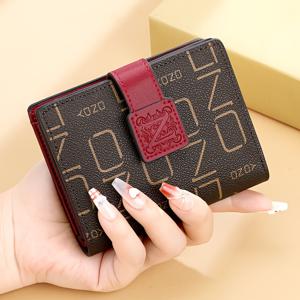 TEMU TONDY 컴팩트 바이폴드 지갑 – 7개 카드 슬롯, 지퍼 코인 포켓 & ID 창 포함, 스타일리시 레드 PVC 합성 가죽, 엠보싱 디자인, 일상용 휴대 가능