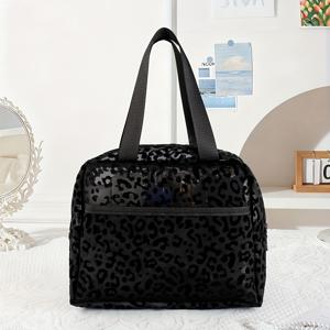 TEMU 빈티지 프린트 화장품 가방 - 접이식 경량 및 휴대용 습식/건식 샤워 정리함, 멀티포켓 디자인, 지퍼 구획 및 더블 핸들 - 핑크 & 블랙 여행용 케이스, 수영, 사우나, 욕실용 - 커플 그루밍 필수품