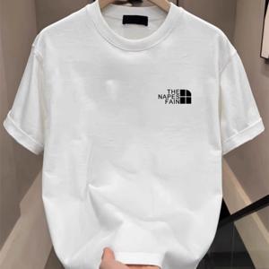 TEMU 라이트 럭셔리 하이엔드 헤비 코튼 반팔 티셔츠 남성용 2025년 새로운 여름 트렌디 브랜드 라운드 넥