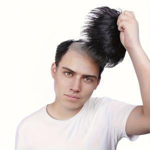 TEMU 남성용 클립온 탑 자연스러운 외관, 편안한 베이직 스타일, 이마 가발, 풍성함과 커버력 증가