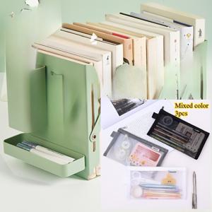 TEMU 3개 그리드 필통 세트, 독특한 학용품 홀더, 문구류 보관, 지퍼 잠금, 개인 수업 자료 가방