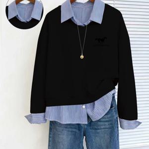 TEMU 패셔너블한 V넥 스웨트셔츠, 긴소매, 1개; 참고용 사진, 2개가 아닙니다