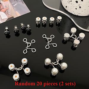 TEMU (20개입) 조절식 청바지 단추 키트 2세트, 심리스 메탈 벨트 클립, 퀵 버클 디자인