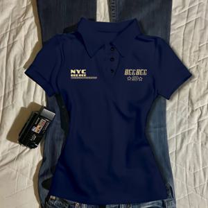 TEMU 여성용 Y2K 스타일 V넥 크롭 셔츠 - 반소매, 슬림핏, 네이비 블루, 캐주얼 디자인, 여성용 티셔츠