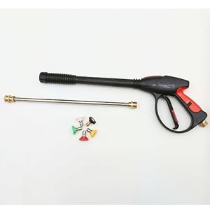 TEMU 고압 세척기용 헤비듀티 전문가용 고압 세차용 물총 - 4000 PSI 압력, 5가지 스프레이 패턴 (스테인리스 스틸 노즐), M22-14 건 엔드 커넥터 & 1/4” 퀵 커넥트, 황동/스테인리스 스틸, 차도 세척용