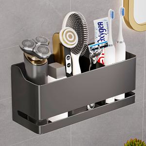 TEMU 벽걸이 욕실 정리대 - 칫솔, 치약, 빗, 면도기 보관용, 드릴 필요 없음