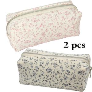 TEMU 사무실용 튼튼한 연필 케이스 2개, 지퍼형 연필 케이스, 예쁜 꽃 장식 연필 케이스, 귀여운 꽃 스타일, 선물용 연필 케이스, 화장품 가방 및 지갑