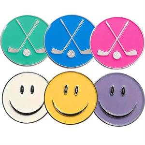 TEMU 골프볼 마커 다양한 패턴 6개 세트, 골프 선물, 골프 캡 클립 및 디봇 수리 도구 세트, 남녀 골퍼용 액세서리 (골프 클럽 볼 마커)