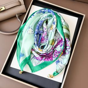 TEMU 봄/여름용 여성용 얇은 자석 스냅 삼각형 스카프, 작은 장식용 프린트 사각 스카프, 다재다능하고 스타일리시한 목도리