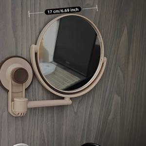 TEMU 욕실용 무타공 접착식 벽걸이형 양면 거울, 1배/5배 확대, 회전 거울 및 플라스틱 프레임 포함, 자유롭게 회전하는 걸이형 거울, 여아 선물용, 화장대, 기숙사, 탈의실용 공간 절약형