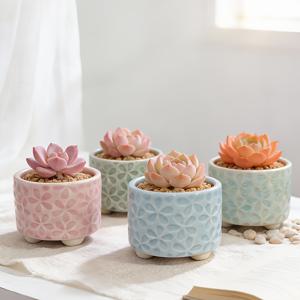 TEMU 손으로 그린 수제 아이스 크랙글레이 세라믹 화분, 플로럴 패턴 및 방습 디자인, 집 또는 사무실 책상 꾸미기에 완벽 - 테이블, 발코니 및 안뜰 정원 가꾸기용 미니 다육이 화분, 정원 선물, 홈 데코