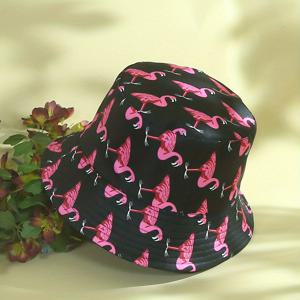 TEMU 플라밍고 프린트 가역 버킷 모자 캔디 컬러 경량 선 스크린 어부 모자 캐주얼 분지 모자