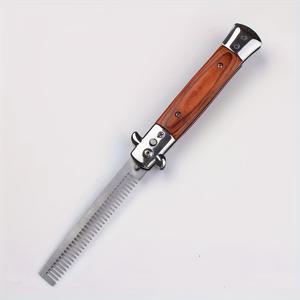 TEMU 스테인리스 스틸 빗 남성용 오일 헤드 빗 빅 백 헤드 아이템 헤어 왁스 접이식 빗 포켓 빗 자동 바운스 빗